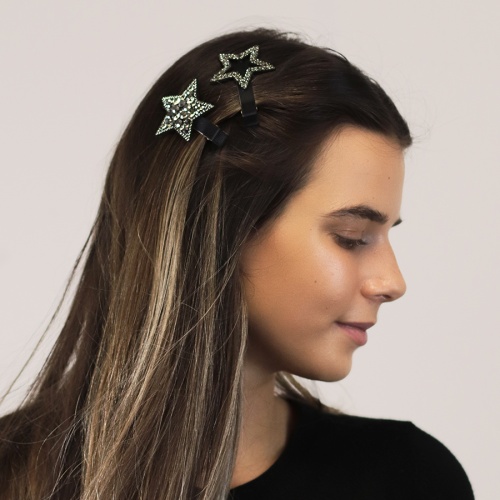 Grey Crystal Star Hairclips by Peace of Mind